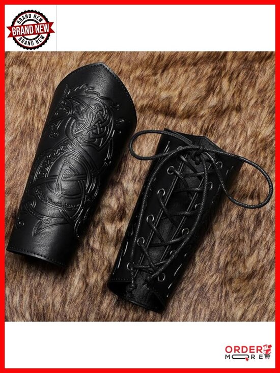 Viking Renaissance Belt Pouch Purse with Leather Bracers & Hook Strap Medieval main image 4